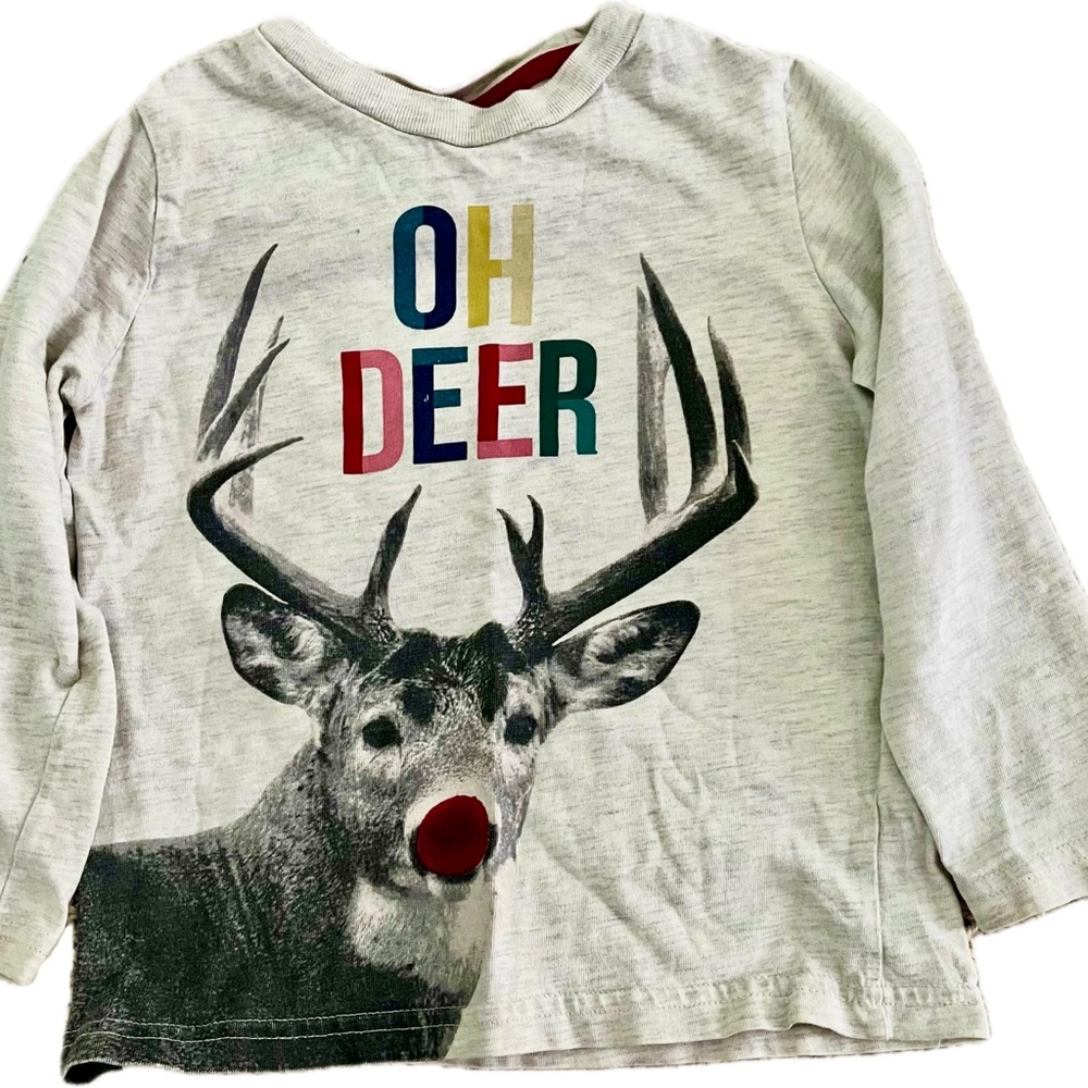 Mini Boden 'Oh Deer' Graphic Long Sleeve Shirt size 2-3 yrs